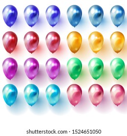 Realistic Colorful Balloons collection. Holiday illustration of flying glossy balloons. Vector Illustration
