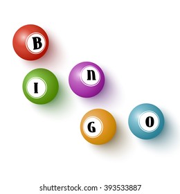 Realistic colorful bingo balls isolated over white. Vector illustration for your design.