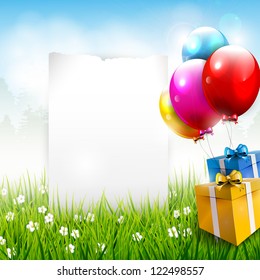 Realistic colorful birthday background with place for text