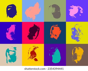 Realistic colorful brush strokes, lines, hand painted design elements. Boxes, textured, backgrounds for text. Set of handmade vector rough grunge edges. Grunge artistic art brushes, ink, painted.