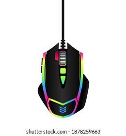 Ratón de juego de computadora colorido y realista.