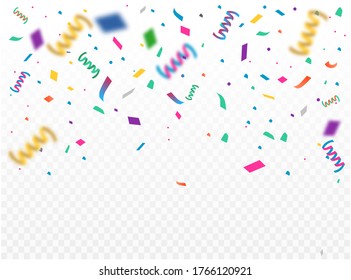 Realistic colorful confetti background. Vector illustration