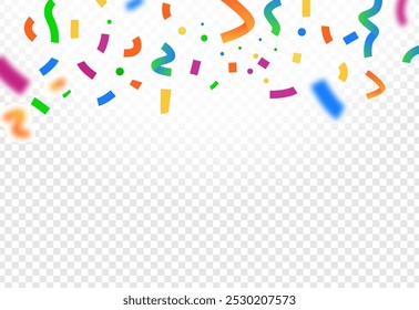 Realistic colorful confetti transparent 
 background, Shiny confetti isolated.