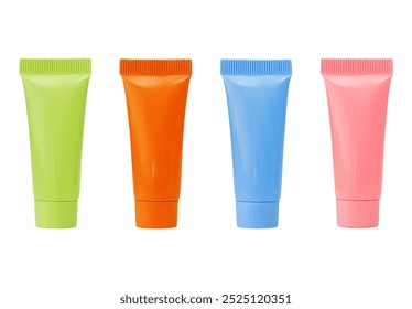 Realistic colorful cream tube collection isolated on white background