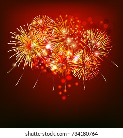 Realistic colorful Fireworks background