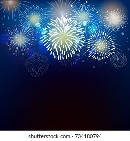 Realistic colorful Fireworks background