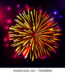 Realistic colorful Fireworks background