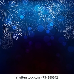 Realistic colorful Fireworks background