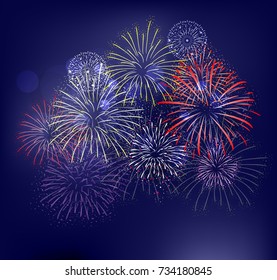 Realistic colorful Fireworks background