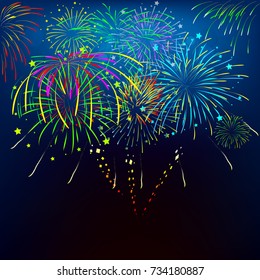 Realistic colorful Fireworks background