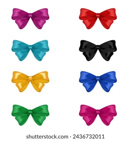 Realistic colorful gift bow set.