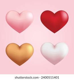 Realistic colorful heart shape collection. suitable for Valentine's Day and Mother's Day decoration.