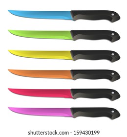 Realistic colorful knives. Vector design