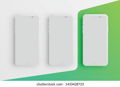 Realistic colorful matte smartphone template, vector illustration