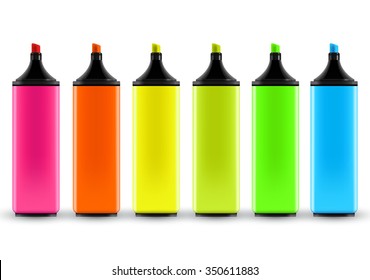 Realistic Colorful Neon Markers : Vector Illustration