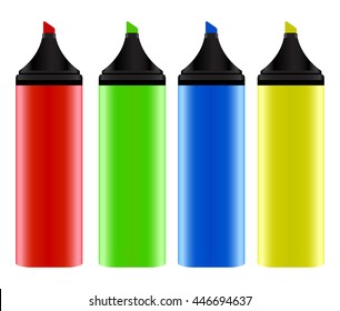 Realistic Colorful Neon Markers. Vector Illustration