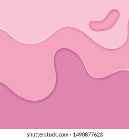 Realistic colorful paper cut background. Abstract soft pink paper poster textured with wavy layers. Topography relief imitation. Carving craft. Vector art illustration. Cover layout design template.
