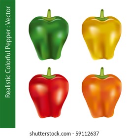 Realistic Colorful Pepper. Illustration vector.