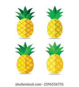 Realistic colorful pineapples set vector