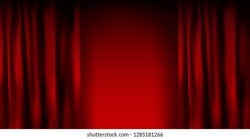 Realistic colorful red velvet curtain folded. Option curtain at home in the cinema. Vector Illustration. EPS10