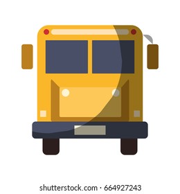 realistic colorful shading image front view school bus with wheels vector illustration