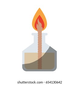 realistic colorful shading image of laboratory lighter with rope and flame vector illustration