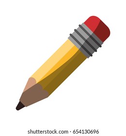 realistic colorful shading image of pencil with eraser vector illustration