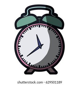 realistic colorful silhouette with pink alarm clock and thick contour vector illustration