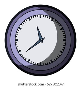 realistic colorful silhouette with wall clock in purple thick contour vector illustration