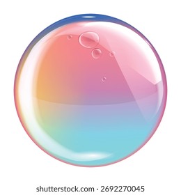 Realistic, colorful soap bubble on a white background