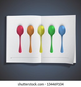 Realistic colorful spoon. Vector design.