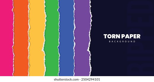 Realistic colorful torn ripped paper for banners, social media and projects