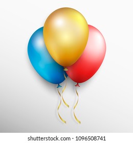 Realistic colorful vector balloons. Colored balloons with white background.