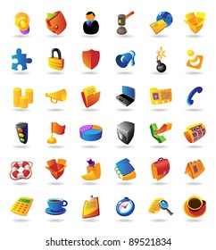 Realistic colorful vector icons set for business and finance on white background