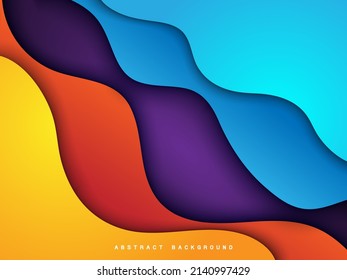 realistic colorful wavy paper cut abstract background