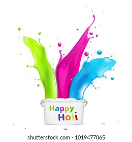 Realistic Colourful Abstract Paint Splash In Jar. EPS10 Vector
