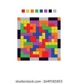 Padrão de blocos de tijolo de estilo de pixel colorido realista para fundo ou ativos de arte digital