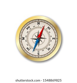 Realistic Compass isolated on white background. Vector Illustration.