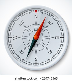 Realistic compass on a white background. Vector illustration