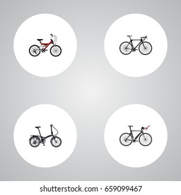 Realistic Competition Bicycle, Exercise Riding, Adolescent And Other Vector Elements. Set Of  Realistic Symbols Also Includes Road, Bicycle, Folding Objects.