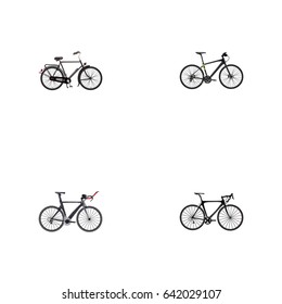 Realistic Competition Bicycle, Training Vehicle, Exercise Riding And Other Vector Elements. Set Of Lifestyle Realistic Symbols Also Includes Dutch, Bike, Road Objects.