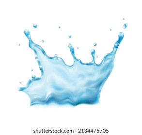 Realistic composition with images of water splash with drops on blank background vector illustration