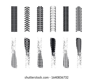 Realistic Composition Traces. Motocross, Bike Path, Car Track Or Auto Racing. Traces Car Tires And Tracks On A White Background. Tire Change Car Service. Vehicle Icon - Minimum Symbol.