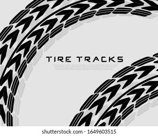 Realistic composition traces. Motocross, bike path, car track or auto racing. Traces car tires and tracks on a white background. Tire change car service. Vehicle icon - minimum symbol. 