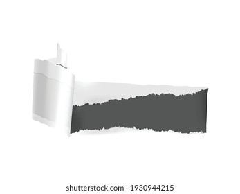 Composición realista con agujero de papel blanco roto sobre fondo oscuro ilustraciones vectoriales aisladas