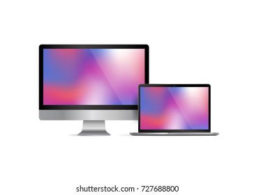  Realistic computer desktop and laptop vector illustration