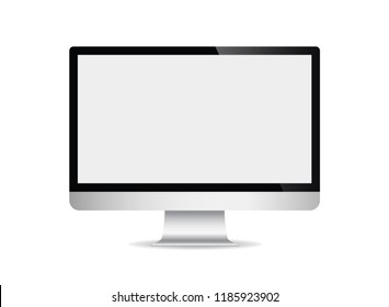 Realistic computer display with blank screen isolated on white background vector illustration