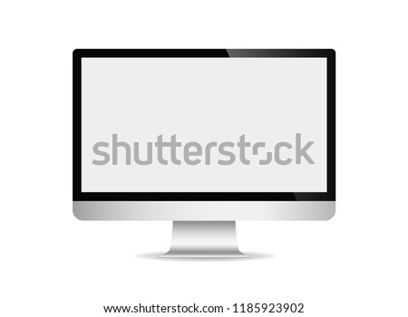 Realistic computer display with blank screen isolated on white background vector illustration