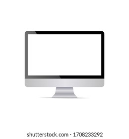 Realistic computer display with blank white screen and shadow.