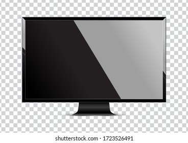 Realistic computer display and icon monitor isolated on transparent background. Vector illustration
